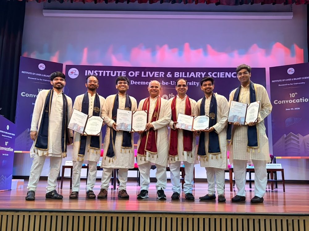 Dr. Bhaskar Das with fellow graduates at the ILBS convocation